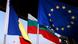 Bulgaria, Romania and EU flags Bulgaria, Romania and EU flags