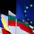 Флаги Болгарии и Румынии возле флага ЕС