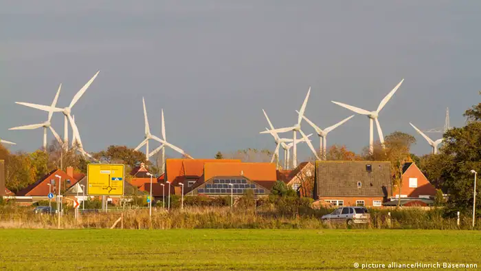 Wind turbines on German landscape