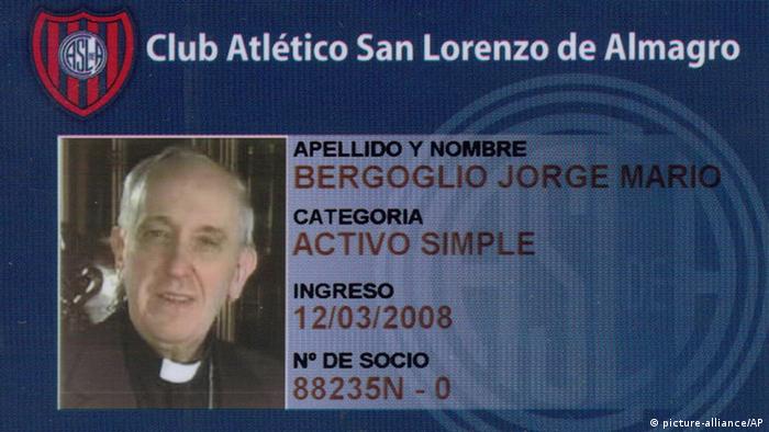 Papst Franziskus Leben in Argentinien Jorge Bergoglio Mitgliedsausweis Sportclub