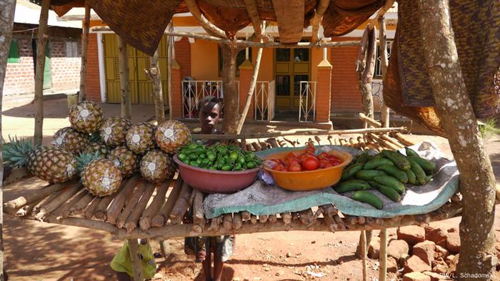Obststand in Uganda (Foto: DW/Ludger Schadomsky)