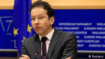 Eurogroup Chairman Jeroen Dijsselbloem testifies before the Economic and Monetary Affairs committee at the European Parliament in Brussels March 21, 2013. Large depositors in Cyprus' troubled banks must pay more towards an international bailout for the Mediterranean island to avoid placing an unfair burden on small savers, Dijsselbloem said on Thursday. REUTERS/Yves Herman (BELGIUM - Tags: POLITICS BUSINESS)