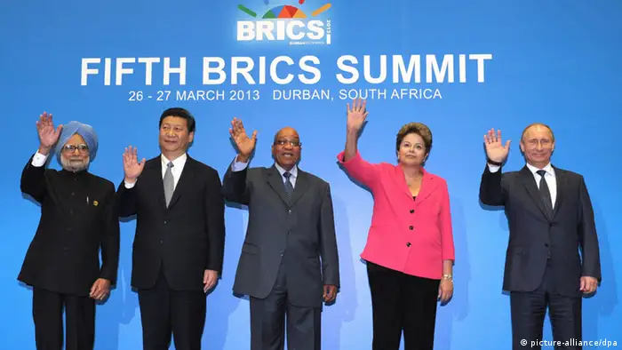 Les cinq dirigeants des Etats membres du groupe des BRICS