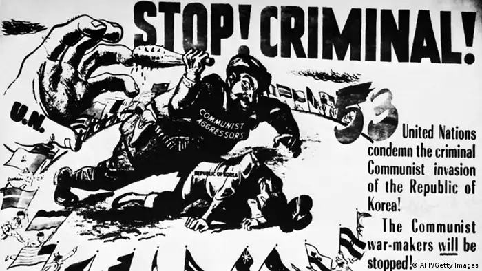 Korea Krieg 1950 Plakat Kriegspropaganda