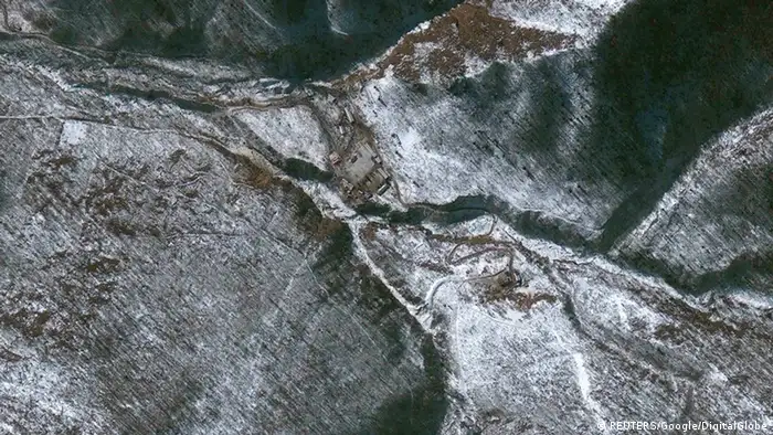 View of a suspected nuclear test facility in North Hamgyong province, North Korea is seen in this January 29, 2013 satellite image courtesy of Google/DigitalGlobe. REUTERS/Google/DigitalGlobe/Handout (NORTH KOREA - Tags: POLITICS SCIENCE TECHNOLOGY) NO SALES. NO ARCHIVES. FOR EDITORIAL USE ONLY. NOT FOR SALE FOR MARKETING OR ADVERTISING CAMPAIGNS. THIS PICTURE WAS PROCESSED BY REUTERS TO ENHANCE QUALITY. AN UNPROCESSED VERSION WILL BE PROVIDED SEPARATELY. MANDATORY CREDIT