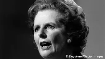 October 1986: British Conservative Prime Minister, Margaret Thatcher, addresses the party conference. (Photo by Keystone/Getty Images)
