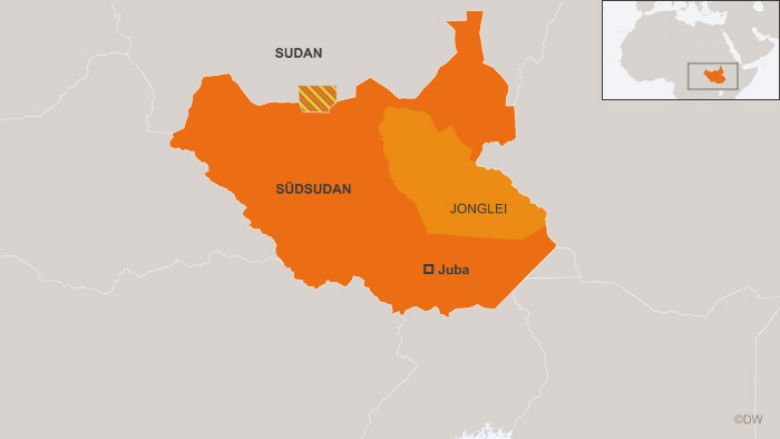 Karte Südsudan, Juba, Joglei, Sudan (Copyright: DW Akademie).