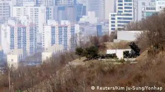 A set of Patriot missiles of South Korean military is seen deployed at an unidentified location in Seoul April 11, 2013. South Korea and the United States were on high alert for a North Korean missile launch on Thursday as the hermit kingdom turned its attention to celebrating its ruling Kim dynasty and appeared to tone down rhetoric of impending war. REUTERS/Kim Ju-Sung/Yonhap (SOUTH KOREA - Tags: MILITARY POLITICS) ATTENTION EDITORS - THIS IMAGE WAS PROVIDED BY A THIRD PARTY. THIS PICTURE IS DISTRIBUTED EXACTLY AS RECEIVED BY REUTERS, AS A SERVICE TO CLIENTS. NO ONLINE USE. NOT FOR SALE FOR INTERNET DISPLAY. TEMPLATE OUT. NO SALES. NO ARCHIVES. SOUTH KOREA OUT. NO COMMERCIAL OR EDITORIAL SALES IN SOUTH KOREA