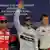 Mercedes-Pilot Lewis Hamilton (Mitte) feiert den ersten Startplatz für den Großen Preis von China vor Kimi Räikkönen (rechts) und Fernando Alonso (Foto: Getty Images)