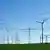 Energy transmission grid +++KfW-Bildarchiv / Fotograf: Thomas Klewar+++ Windpark / Windkraftanlagen, Hochspannungsmasten und Hochspannungsleitungen, im März 2008, Deutschland