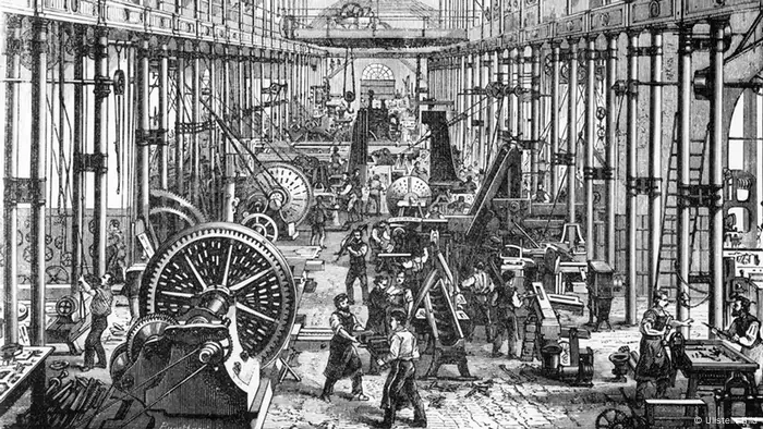 Blick in den Maschinensaal der Werkzeugfirma Richard Hartmann im Jahr 1878, Foto: Ullstein Bild