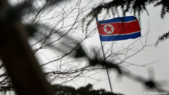 The North Korean flag flies outside their embassy in Beijing on December 12, 2012. North Korea successfully launched a long-range rocket on December 12, in defiance of UN sanctions threats over what Pyongyang's critics have condemned as a disguised ballistic missile test. North Korea said the three-stage rocket, which Pyongyang insists was solely aimed at placing a satellite in orbit, had achieved all its objectives. AFP PHOTO/Mark RALSTON (Photo credit should read MARK RALSTON/AFP/Getty Images)