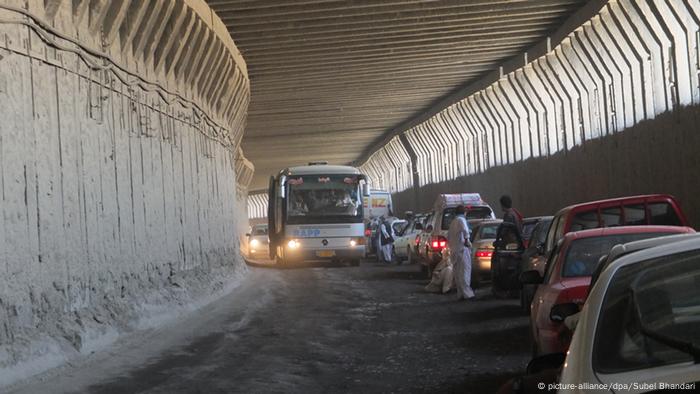 Cars stuck in Salang Tunnel