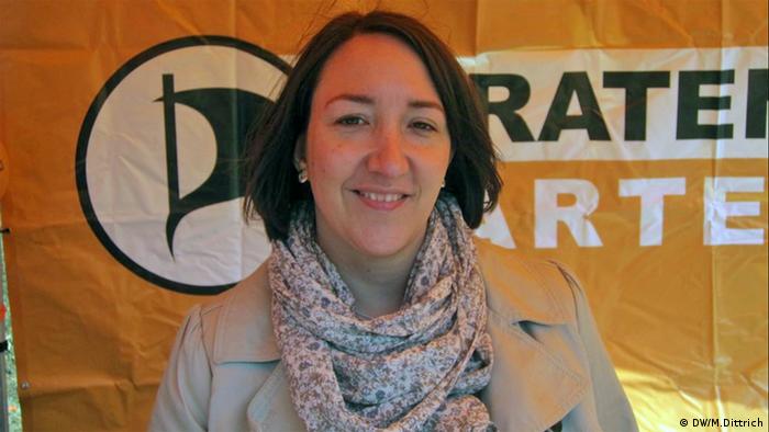 Melanie Kalkowski, die NRW-Spitzenkandidatin der Piratenpartei für die Bundestagswahl. (Foto: DW/Monika Dittrich)