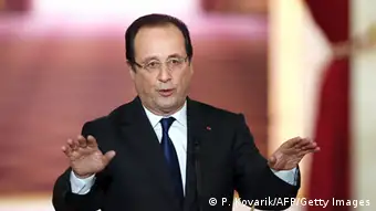 French President Francois Hollande gives a press conference on May 16, 2013 at the Elysee Palace in Paris, a day after his first anniversary in office was marred by news that France had fallen back into recession amid plummeting economic indicators. The Socialist leader, who is the most unpopular post-War president according to opinion polls, had pledged to turn back double-digit unemployment in Europe's second-largest economy this year, but that now seems highly unlikely. AFP PHOTO / PATRICK KOVARIK (Photo credit should read PATRICK KOVARIK/AFP/Getty Images)