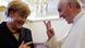 Pope Francis (R) gestures as he talks to German Chancellor Angela Merkel during a private audience at the Vatican, May 18, 2013. REUTERS/Gregorio Borgia/Pool (VATICAN - Tags: RELIGION POLITICS TPX IMAGES OF THE DAY) Pope Francis (R) gestures as he talks to German Chancellor Angela Merkel during a private audience at the Vatican, May 18, 2013. REUTERS/Gregorio Borgia/Pool (VATICAN - Tags: RELIGION POLITICS TPX IMAGES OF THE DAY)