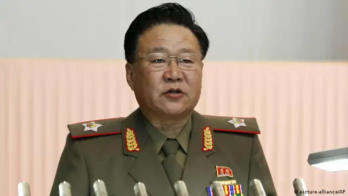 FILE - In this July 18, 2012 file photo, North Korea's Vice-Marshal Choe Ryong Hae, director of the General Political Bureau of the Korean People's Army, speaks during a meeting at the April 25 House of Culture announcing North Korean leader Kim Jong Un's new title of marshal, in Pyongyang, North Korea. Choe, a special envoy for North Korean leader Kim Jong Un left Pyongyang on Wednesday, May 22, 2013, for China, the North's only major political and economic benefactor. State media released few details, but the trip comes at a rocky time in ties between the allies. (AP Photo/Jon Chol Jin, File)