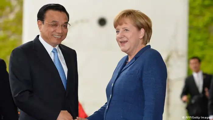 GettyImages 169508185 German Chancellor Angela Merkel (R) and China's Prime Minister Li Keqiang (L) shake hands upon his arrival at the chancellery in Berlin, Germany on May 26, 2013. The new premier's three-day visit to Germany, by far China's biggest European trading partner, indicates Beijing's wish to continue its special partnership with Europe's biggest economy, analysts say. AFP PHOTO / ODD ANDERSEN (Photo credit should read ODD ANDERSEN/AFP/Getty Images)
