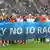 US womens national team holds up banner that reads "say no to racism" ahead of a World Cup game in Germany in 2011