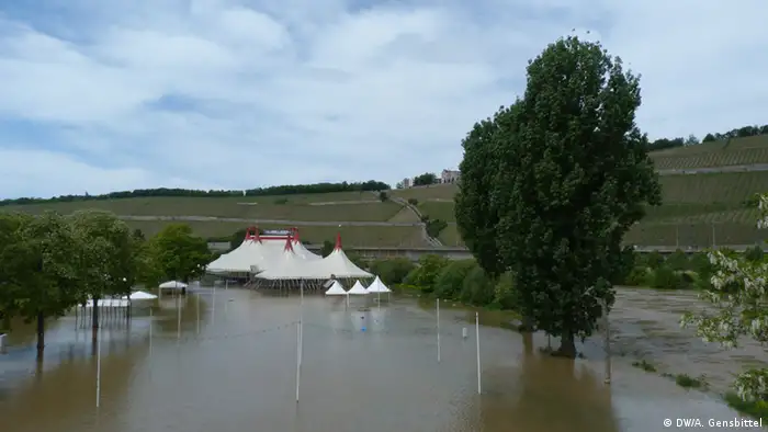 Le site du festival a été inondé à cause de la crue du Main