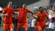 Georginio Wijmaldum (R) of The Netherlands celebrates with his team mate Ricardo Van Rhijn (C) and Stefan De Vrij (L) after scoring the 2-0 goal during the UEFA European Under-21 Championship Group B soccer match between The Netherlands and Germany at the HaMoshava stadium in Petah Tikva, Israel, 06 June 2013. Photo: Roland Weihrauch/dpa +++(c) dpa - Bildfunk+++ Georginio Wijmaldum (R) of The Netherlands celebrates with his team mate Ricardo Van Rhijn (C) and Stefan De Vrij (L) after scoring the 2-0 goal during the UEFA European Under-21 Championship Group B soccer match between The Netherlands and Germany at the HaMoshava stadium in Petah Tikva, Israel, 06 June 2013. Photo: Roland Weihrauch/dpa +++(c) dpa - Bildfunk+++