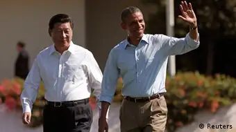 U.S. President Barack Obama and Chinese President Xi Jinping walk the grounds at The Annenberg Retreat at Sunnylands in Rancho Mirage, California June 8, 2013 The two-day talks at a desert retreat near Palm Springs, California, was meant to be an opportunity for Obama and Xi to get to know each other, Chinese and U.S. officials have said, and to inject some warmth into often chilly relations while setting the stage for better cooperation.