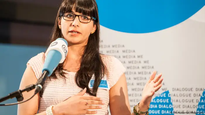 Speaker Sana Majeed McMillion at the Media Dialogue 2013 Pakistan's Media Landscape: The Effects of Liberalization held at DW on May 29 2013. (Photo: Philipp Böll/ DW).