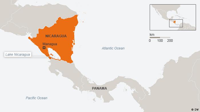 Karte Nicaragua mit Panama Englisch (DW)