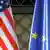 Symbolbild Flaggen Europafahne und US-Flagge