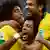 Brazil's defender Dante (L) celebrates with teammates Marcelo (C) and Fred after scoring against Italy during their FIFA Confederations Cup Brazil 2013 Group A football match, at the Fonte Nova Arena in Salvador, on June 22, 2013. AFP PHOTO / CHRISTOPHE SIMON (Photo credit should read CHRISTOPHE SIMON/AFP/Getty Images)