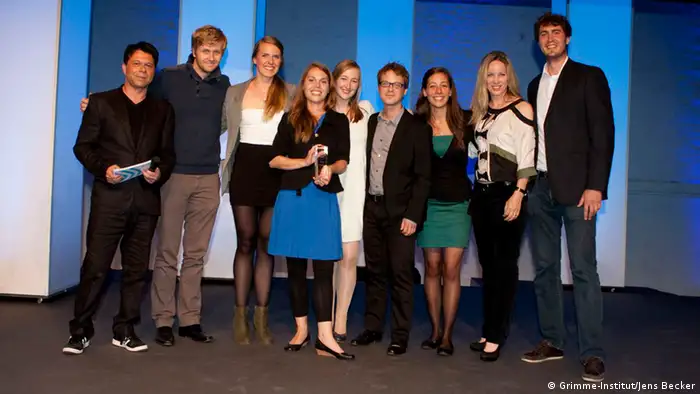 Grimme Online Award Auszeichnung für DW-Volonteure / Projekt Plan B, Preisverleihung 21.06.2013 (Foto: Grimme-Institut/Jens Becker).