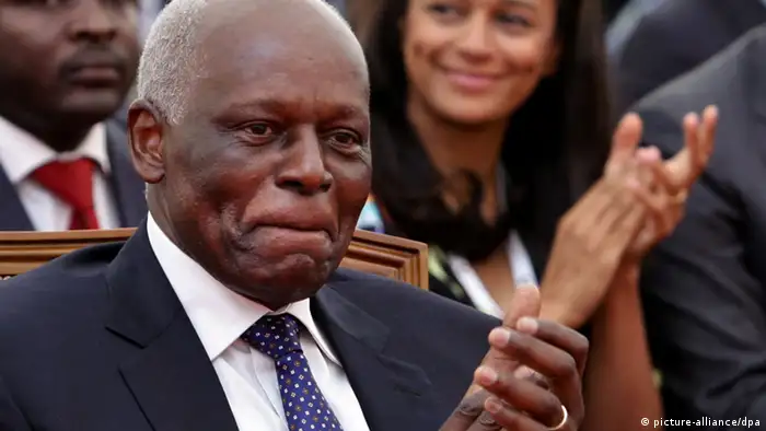 Former Angolan President Jose Eduardo dos Santos Angola and his daughter Isabel in the background