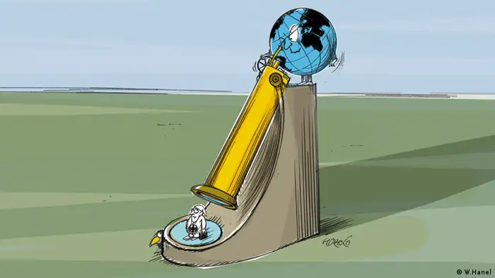 Karikatur von Walter Hanel zum Deutschlandbild in der Welt