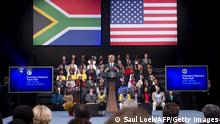 US President Barack Obama holds a town hall meeting with young African leaders at the University of Johannesburg Soweto in Johannesburg, South Africa, on June 29, 2013. US President Barack Obama met the family of his 'inspiration' Nelson Mandela but was unable to visit the anti-apartheid legend who remains critically ill in hospital.AFP PHOTO / Saul LOEB (Photo credit should read SAUL LOEB/AFP/Getty Images)