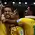 From L to R) Brazil's Fred celebrates with teammates Neymar, Paulinho and Oscar after scoring against Spain during their Confederations Cup final soccer match at the Estadio Maracana in Rio de Janeiro June 30, 2013. REUTERS/Jorge Silva (BRAZIL - Tags: SPORT SOCCER TPX IMAGES OF THE DAY) / Eingestellt von wa