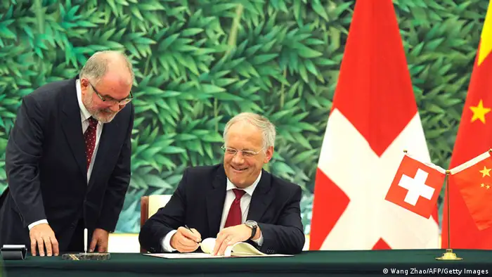 China Schweiz Unterzeichnung Freihandelsabkommen Schneider-Ammann Gao Hucheng