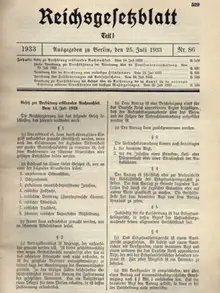 Reichsgesetzblatt vom 25. Juli 1933