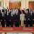 This image shows interim President Adli Mansour, center, with his new cabinet ministers at the presidential palace in Cairo, Egypt. Egypt's interim president has sworn in a new Cabinet, the first since the ouster of the Islamist president by the military nearly two weeks ago. (AP Photo/Egyptian Presidency)