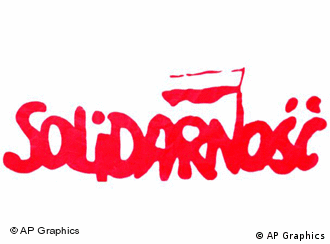 Roter Schriftzug Solidarnosc auf weißem Hintergrund (Foto: AP Graphics)