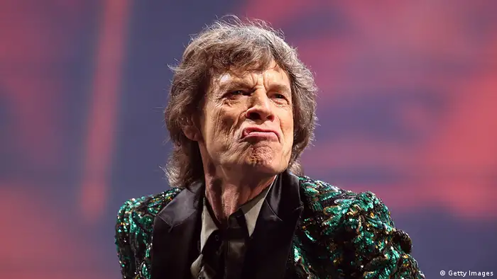 Mick Jagger zieht eine Grimasse.