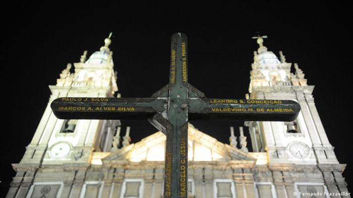 A cross commemorates the victims