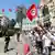 Des manifestants brandissent le drapeau tunisien, le 26 juillet à Tunis