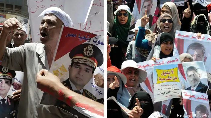 Proteste in Aegyten Anhänger von Mohamed Morsi und Anhänger von Armeechef Abdel-Fattah al-Sisi