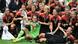 Nadine Angerer (front L) and Anja Miitag (front R) of Germany celebrate with her team he victory of the UEFA Women«s EURO 2013 final soccer match between Germany and Norway at the Friends Arena in Solna, Sweden, 28 July 2013. Photo: Carmen Jaspersen/dpa +++(c) dpa - Bildfunk+++ Nadine Angerer (front L) and Anja Miitag (front R) of Germany celebrate with her team he victory of the UEFA Women«s EURO 2013 final soccer match between Germany and Norway at the Friends Arena in Solna, Sweden, 28 July 2013. Photo: Carmen Jaspersen/dpa +++(c) dpa - Bildfunk+++
