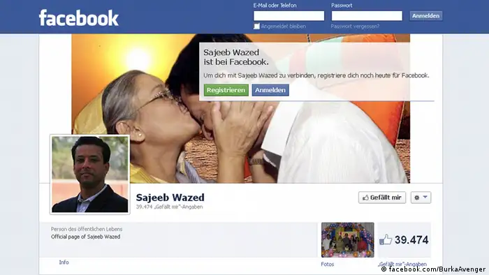 Screenshot der Facebook Seite von Sajeeb Wazed