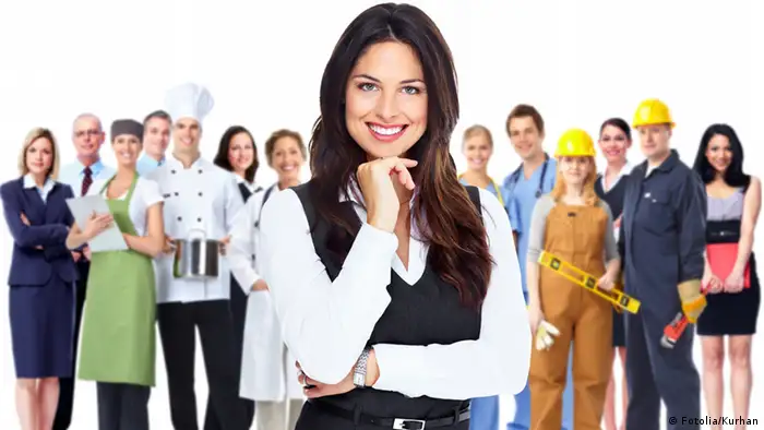 #47207760 -Business woman and group of workers people. © Kurhan - Fotolia.com