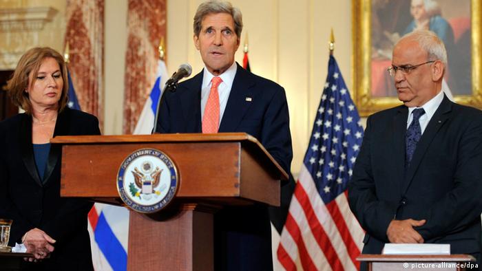 Israel und Palästina Nahost Friedensgespräche in Washington Kerry Livni Erekat 