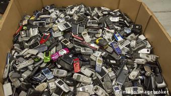 Discarded mobile phones.