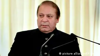 Pakistani Prime Minister Nawaz Sharif pauses during a joint press conference with Afghan President Hamid Karzai, not pictured, in Islamabad, Pakistan, Monday, Aug. 26, 2013. Afghanistan's president urged neighboring Pakistan to facilitate peace talks with the Taliban during a visit to Islamabad on Monday, but expectations were low in both countries that much progress would be made in jumpstarting negotiations. (AP Photo/Anjum Naveed)