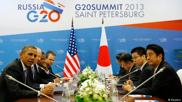 G20 Gipfel Russland Sankt Petersburg Barack Obama und Shinzo Abe Treffen